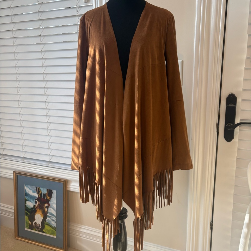 Faux Suede Fringe Women's Cardigan